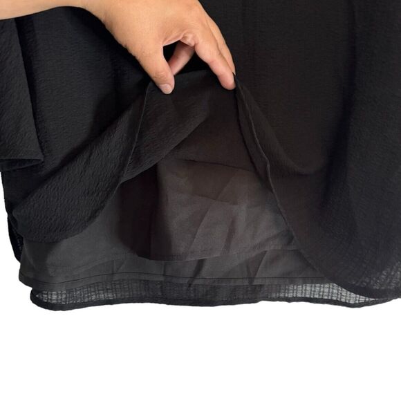 Women Calvin Klein Black Textured Bell Flounce Sleeve Professional Blouse Size M - Picture 4 of 8